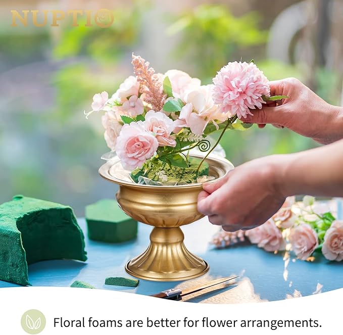 Nuptio Pcs of 10 Mini Sized Metal Urn Planter Elegant Wedding Centerpieces Vase for Wedding Party Decoration, 12.6cm/4.96" Tall Trumpet Vase Flower Holder for Anniversary Ceremony