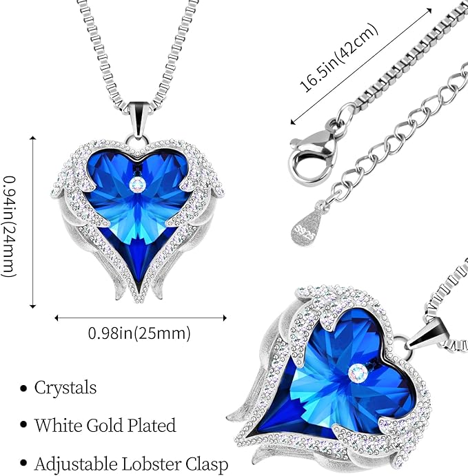 Preserved Real Blue Rose with Heart Necklace Gift Set for Women. Romantic Gifts for Girlfriend Mom on Christmas.Forever Rose Gifts for Mom Grandma on Mothers Day. Birthday Gifts for Women.