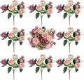 8 Bundles Peonies Artificial Flowers Silk Peonies Faux Flowers Fake Peonies Artificial Flowers Peonies Bouquet for Table Centerpieces Decoration Wedding Decor Home Party Decor (Pink and Violet Red)