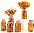 Vintage Glass Flower Vase，6 Pack Farmhouse Amber Gold Glass Centerpiece Vases Mason Jars for Christmas Weddings, Parties & Home Decor Bulk (6, Amber)