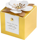 FEIYI 20 PCS Candy Boxes, 3 In 1 Gold Favor Boxes with Floral Decor, White Thank You Tags Gift wrapping for Wedding Birthday Baby Shower Decorations Party -2.55x2.55x2.55''