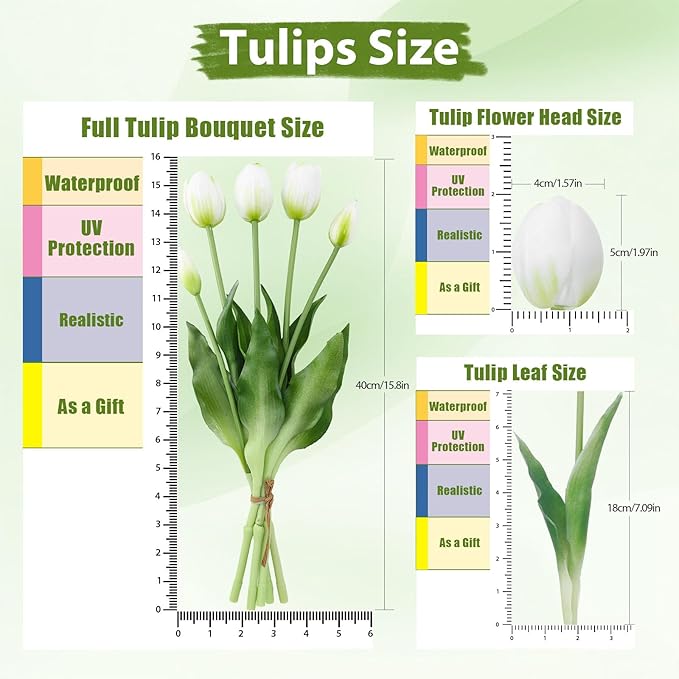 15 Pcs Coffee Artificial Flowers Tulips Real Touch Latex Plastic Soft Faux Bouquets for Party, Wedding, Home, Room, Garden Decor
