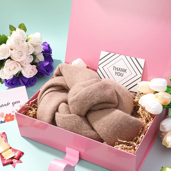 GREEN BEAN 6 Large Gift Boxes with Lids for Present 13x9.7x3.4 Inches, Pink Magnetic Gift Box with Ribbon, Bridesmaid Proposal Boxes, Luxury Gift Boxes (Glossy Pink)
