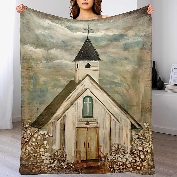 Christian Church Blanket Religious Gifts for Women Men Christian Throw Blanket for Kids Adults Soft Warm Cozy Fleece Blanket for Couch Sofa Bed 40"x50"