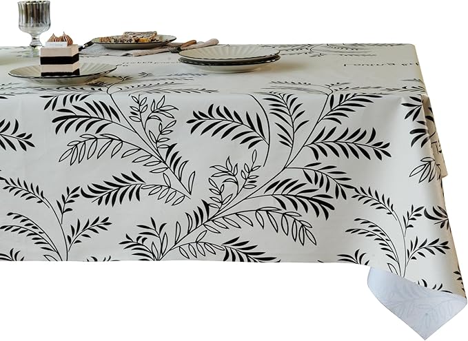 Rectangle Table Cloth,100% Waterproof Tablecloth OilProof SpillProof Vinyl Table Cloth, Wipe Clean Plastic Table Cover for Dining, Camping, Indoor and Outdoor 54" x 84",Midnight Foliage