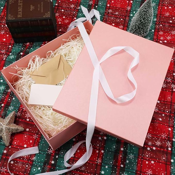 Extra Gift Box Large with Lid 17x13x6 Inches, Pink Gift Boxes for presents Packaging for Birthdays, Valentine's Day, Christmas, Anniversaries (Include Shredded Paper Fill, Envelope Card Ribbon)