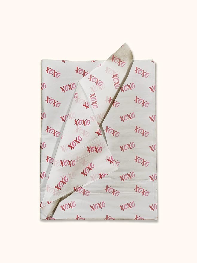 Pro Supply Global XOXO Printed Tissue Paper for Valentine's Day Gift Bags or Boxes and Wrapping - Bulk Decorative Art Tissue Paper for Packaging and Gifting | 24 Sheets 20" x 30"