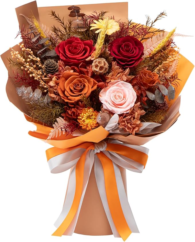 Flowers for Delivery Preserved Flower Fresh Bouquet Forever Flowers Birthday Gifts for Women Mom Anniversary Real Rose Gifts for Grandma Sister Wife Her from Daughter Home Wedding Decor