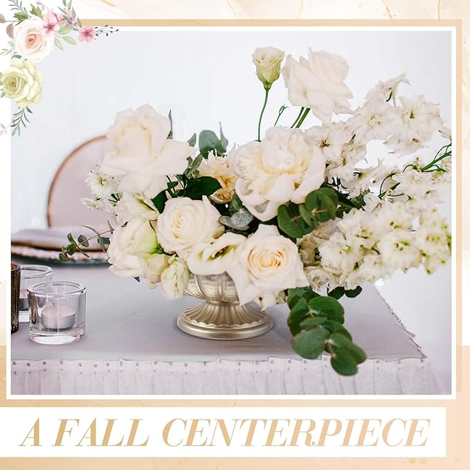 4 Pcs Metal Compote Bowl for Centerpiece Flower Holder Small Compote Vase Indoor Outdoor Flowers Fruits Plant for Christmas Wedding Home Party Decoration (Medium,Silver)