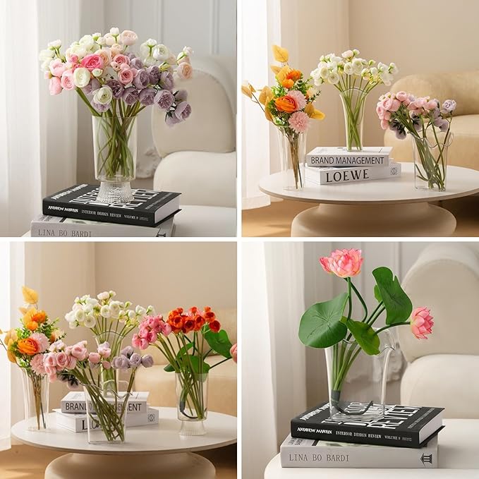 Clear Acrylic Trumpet Vase, Elegant Transparent Decorative Centerpiece for Flowers, Non-Breakable Lightweight Plastic Bouquet Vase for Dining Table, Wedding, Office, and Home Decor