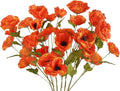 30 Heads 6 PCS Orange Poppy Flowers Artificial Flowers Silk Flowers 32 in Poppy Flowers for Wedding Home Party Table Centerpiece Arrangement Decoration (Orange)