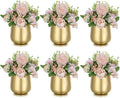 NUPTIO Small Gold Vases for Centerpieces: 6 Pcs 3.94 inch Flower Trumpet Vase Vintage Compote Vase Metal Urn Planter Plant Pots Flowers Bowls Pedestal for Wedding Party Table Centerpiece Decorations