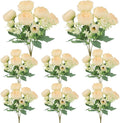 8 Pack Champagne Peonies Artificial Flowers, Cream Fake Silk Hydrangea Bouquet for Bridal Wedding Home Table Decor Reusable Dining Opening Ceremony Birthday Arrangement Faux Floral