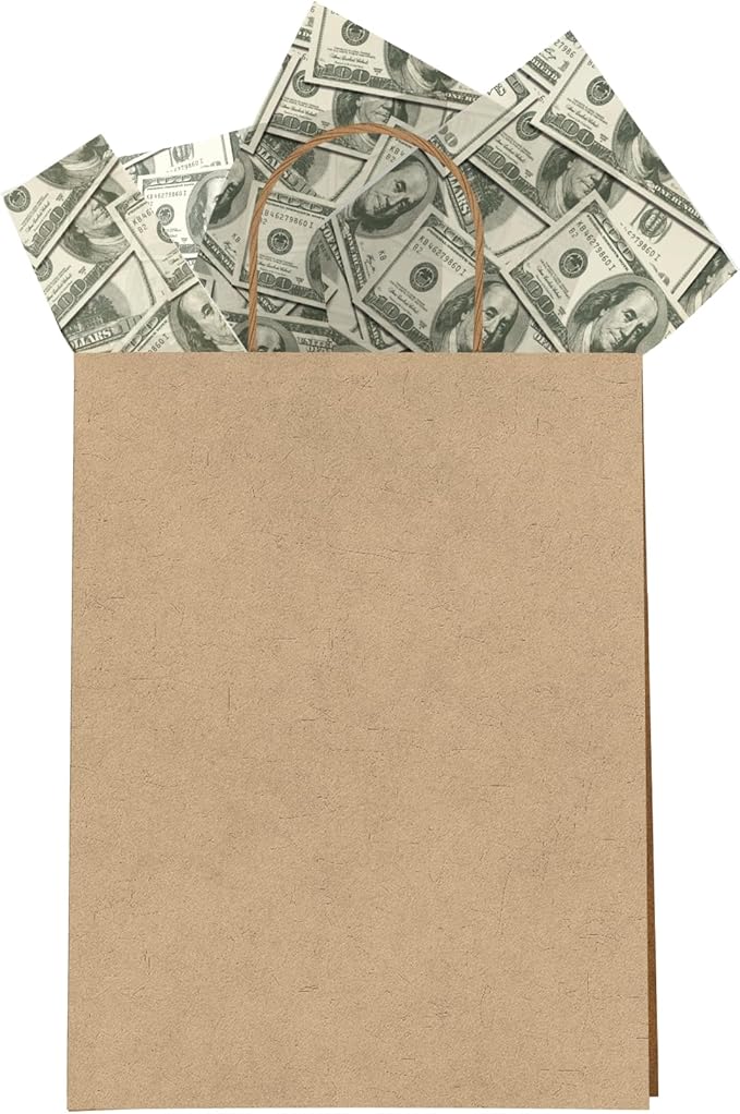 Money Printed Tissue Paper for Birthday Party Gift Bags or Boxes and Wrapping - Bulk Decorative Art Tissue Paper for Packaging and Gifting | 24 Sheets 20" x 30"