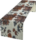 Cow Print Table Runner, Brown Cowhide Print Western Style Table Runner Country Farmhouse Cottage Cow Patten Table Decoration for Home Kitchen Dining, 13x60 in