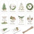 200 Pcs Christmas Gift Tags with String Christmas Natural Holiday Gift Name Tags to Personalize Xmas Presents Gifts Decoration for DIY Wrapping Crafts Party Favors(Wreath)