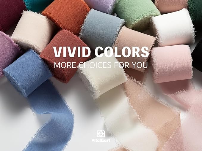 Vitalizart Dusty Blue Handmade Chiffon Silk Ribbon Fringe 3 Rolls 1.5" x 21 Yd Frayed Edges Ribbons for Wedding Invitations Bridal Bouquets Gifts Wrapping Crafts Holiday Decor