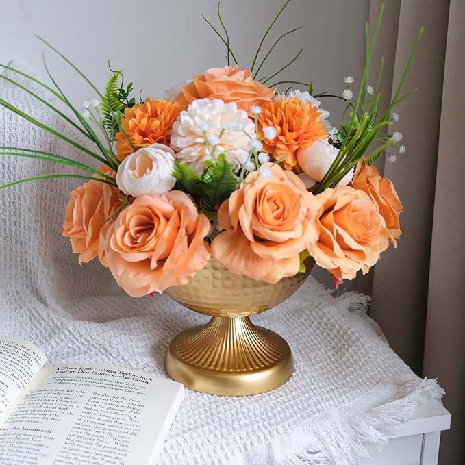 6.5 inch 12 pcs Brass Vase Bowl Gold Centerpieces for Tables Wedding Party Event Gold Accent Decorative Bowl Vintage Style