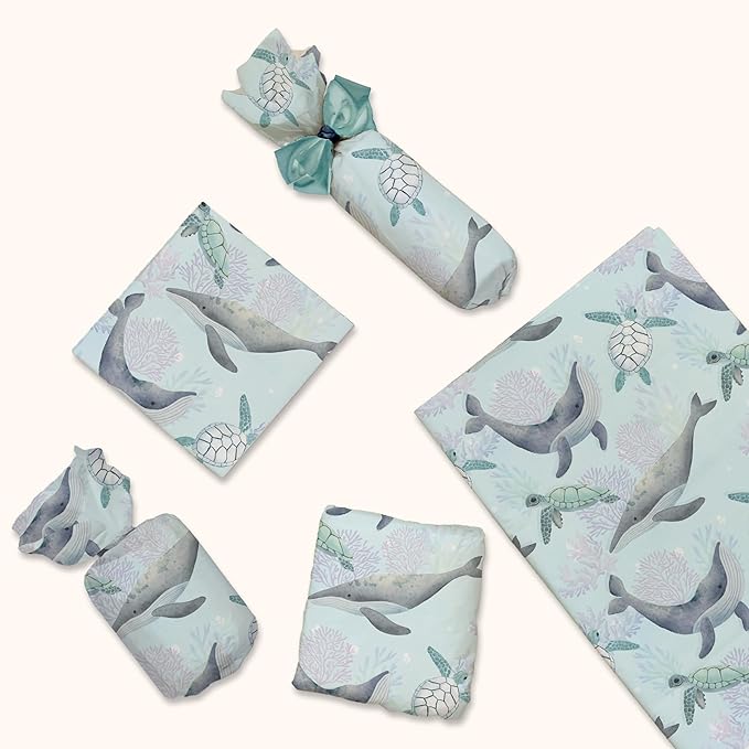 Pro Supply Global Sea Creatures Turtles and Whales Printed Tissue Paper for Gift Bags or Boxes and Wrapping - Ocean Bulk Decorative Art Tissue Paper for Packaging and Gifting | 24 Sheets 20" x 30"