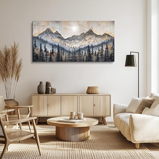 PHAOHUAXM Large Wall Art For Bedroom Wall Decor For Living Room Modern Office Dining Room Decor Abstract Ink-Wash Landscape Mountain Wall Pictures Printed Canvas Mountain Artwork Home Decor 20"X40"
