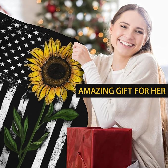Sunflower Gifts Blankets for Women, Sunflower Throw Blankets for Womens, Fleece Throw Blankets 50x60 in, Gifts for My Wife Girlfriend Mom Birthday (Sunflower Throw Blankets, 60"×50“)