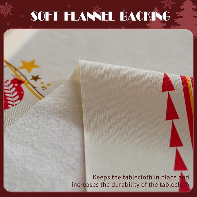 Christmas Rectangle Table Cloth,100% Waterproof Tablecloth,Christmas Decorations for Home, Vinyl Tablecloth Plastic Table Cover for Party，Picnic,Dining,Outdoor 52" x 70",Merry Ribbon