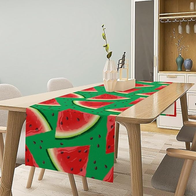Watermelon Table Runner,Summer Fruit Tropical Birthday Party Decoration Dining Room Home Kitchen Table Decor 13 x 36In