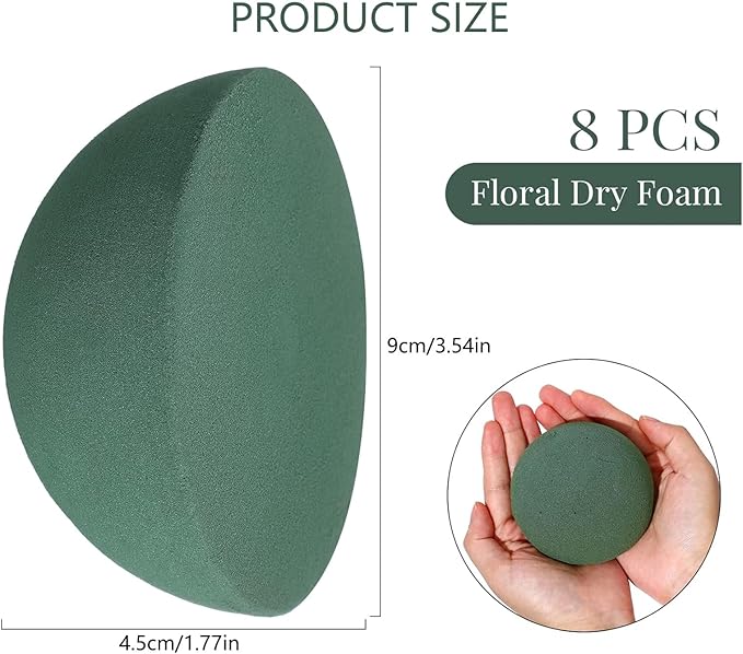 8Pcs Round Floral Foam Blocks Dry Half Blocks for Artificial Plant Arrangements Party & Wedding Decorations Flower Foam Block for Flower Arrangements