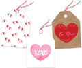 Pro Supply Global 24 Count of 2.5 Inch x 3 Inch Pre Strung XOXO Valentine's Day Gift Tag Assorted Printed Designs on Large Cardstock Gift Hang Tags - Ideal to Use on Bags
