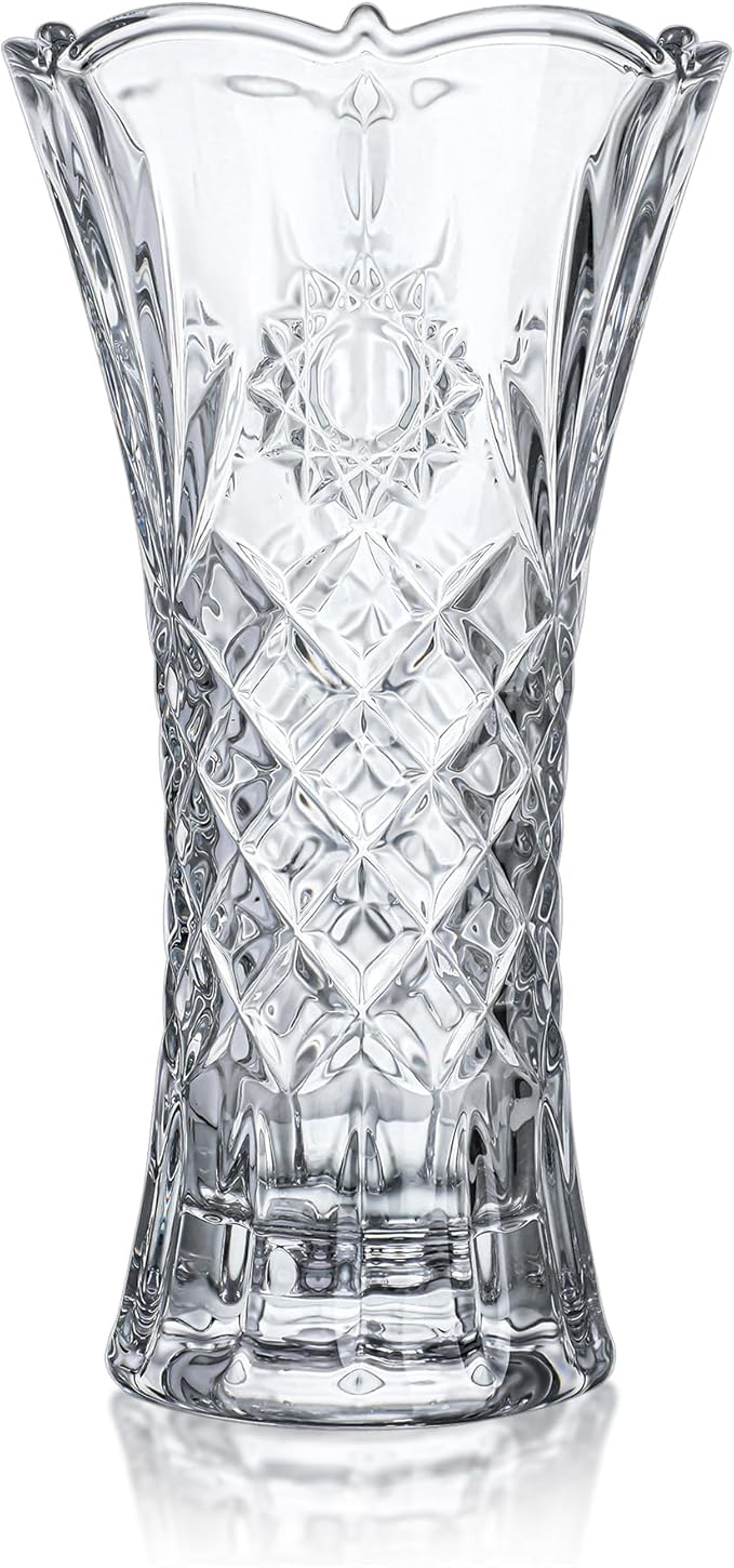 kanpura 11.2'' Clear Tall Crystal Vase Glass Vases for Flower Thickened Flower Vase for Christmas Party Centerpieces(1 Piece)