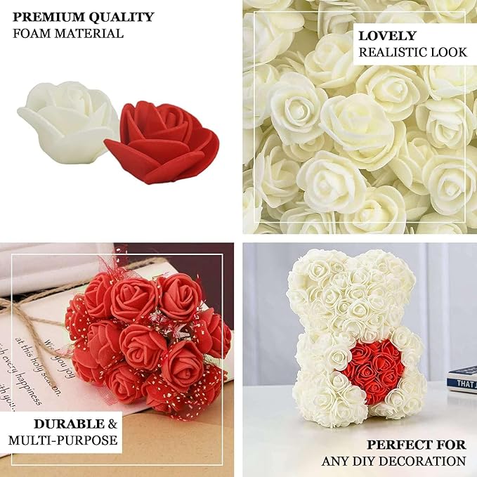 Efavormart 48 Roses | 4" Tall Gold Real Touch Artificial DIY Foam Rose Flowers with Stem, Craft Rose Buds