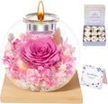 DEEMEI Gifts for Women Christmas Birthday Gifts for Women Preserved Real Rose in Glass Dome with Scented Fresh Flowers for Delivery Prime Eternal for Her Mom Grandma Wife Girlfriend Sister, Pink