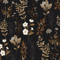 Black Floral Wallpaper Peel and Stick Gold Leaf Contact Paper 17.4" x 118" Leaf Wallpaper Waterproof Self-Adhesive Wall Covering for Bedroom Countertop Desk Cabinets Decor