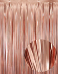 GOER 3.2 ft x 8.2 ft Metallic Tinsel Foil Fringe Curtains Party Photo Backdrop Party Streamers for Birthday,Graduation,New Year Eve Decorations Wedding Decor (5 Pcs,Matte Rose Gold,Thick Material)