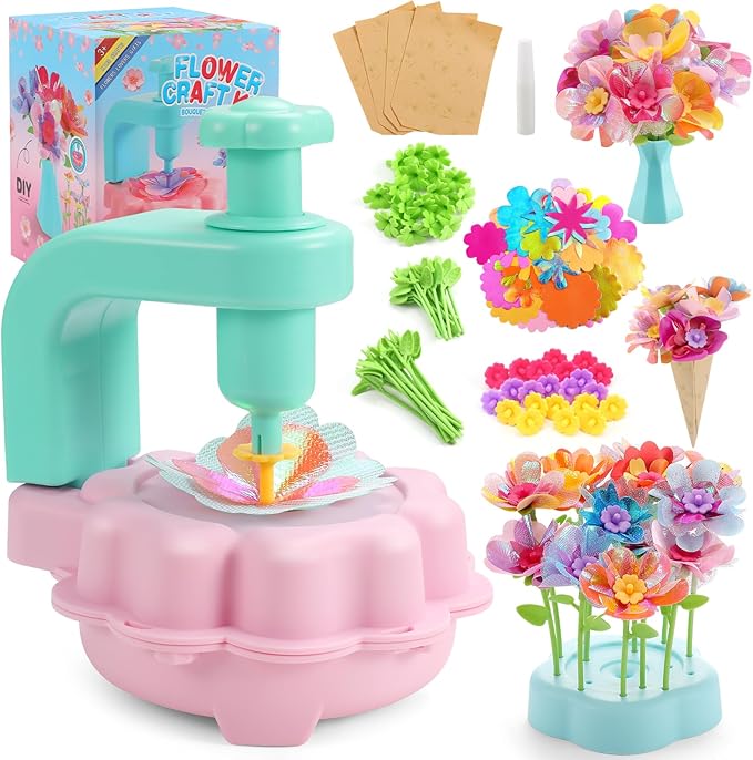DIY Flower Bouquets Toys for Girls, Arts & Crafts Birthday Gift for Kids Ages 4-9, Handmade Creative Flower Market Kit for 4-6-8+Year Old Girl, Educational Activity Preschool Family Day Creative Gifts