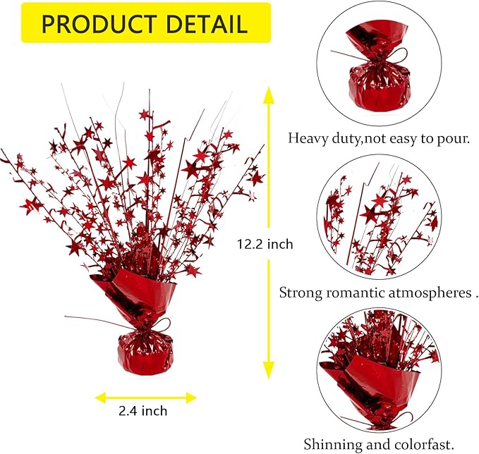 ALISSAR 2-Pack Glitter Red Centerpieces-Table Decorations for Home Decor Birthday Wedding Anniversary Decor (Red)