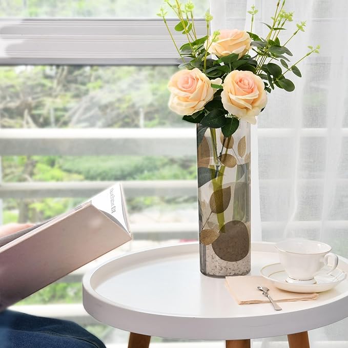 Flower Vase Clear Plastic Cylinder Vases Decor for Centerpieces Home Storage Office Weddings Green Bohemian 11.8 x 3.9 in