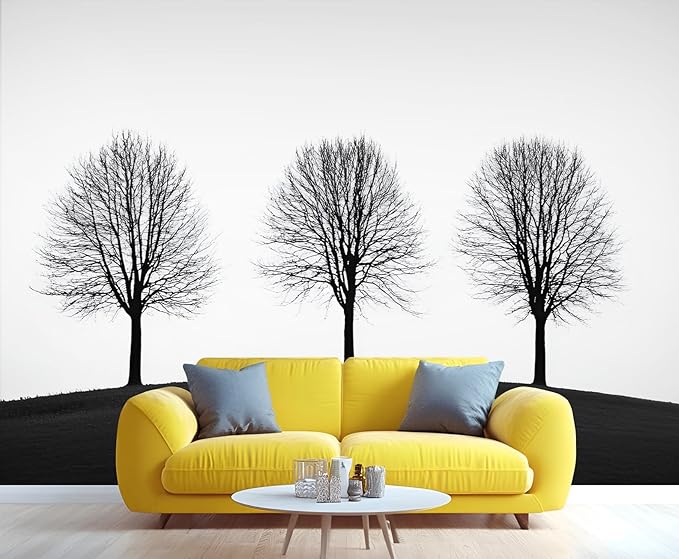 KIREUPA Minimalist Tree Wall Mural, Elegant Tree Silhouette Poster 3d Wall Murals, Modern Forest Wallpaper Mural, for Living Room Bedroom Large Wallpaper Indoor Decor 197" W x124.8 H
