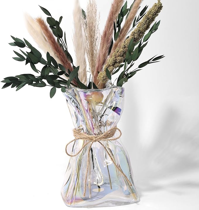 Colorful Irregular Shaped Modern Minimalist Glass Vase - Fashionable Multi-Use Home Decor for Flowers, Centerpiece, Kitchen, Office, Wedding & Holiday