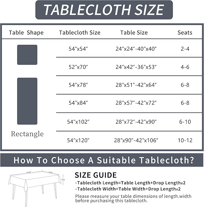 Rectangle Table Cloth,100% Waterproof Tablecloth Oil Proof Spill Proof Vinyl Table Cloth, Wipe Clean Plastic Table Cover for Dining, Camping, Indoor and Outdoor 54" x 120",Navy Blue