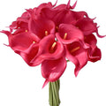 Mandy's PU Hot Pink Calla Lily Artificial Flowers 20 Stems 13.5in Faux Realistic Centerpiece for Thanksgiving and Christmas Decorations DIY Bridal Bouquet Home Décor
