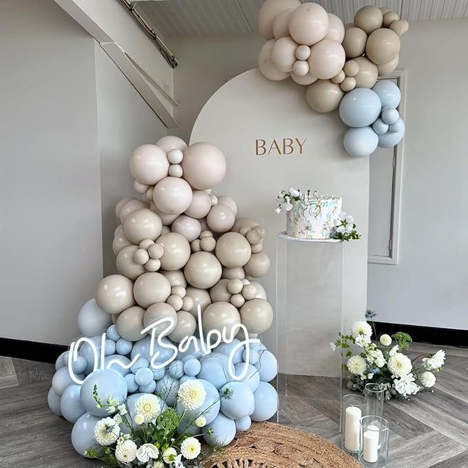 Sand White Balloons Different Size, 123 Packs Beige Balloons Arch Kit, Pack of 18 12 10 5 Inch Ivory Cream Balloons Garland for Boho Birthday Party Wedding Anniversary Baby Shower Decoration