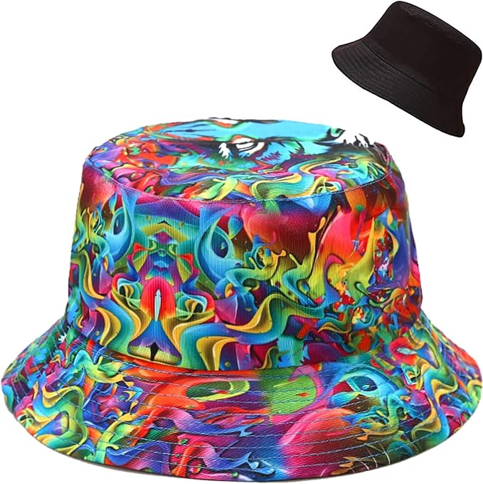 Malaxlx Unisex Bucket Hat Beach Sun Hat Aesthetic Fishing Hat for Men Women Teens, Reversible Double-Side-Wear