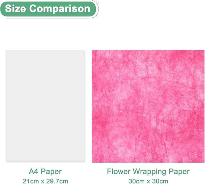 M METERXITY 38-Sheet Korean Cotton Wrapping Flower Paper, 11.8 Inch Waterproof Floral Wrapping Cotton Paper for Bouquets/Gift Packaging [Hot Pink]