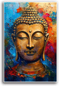 Golden Serenity Buddha Vintage Painting Wall Art Spirituality and Modern Art Wall Decor Adds Brilliance to Vibrant Home Decor 32x48in Frameless