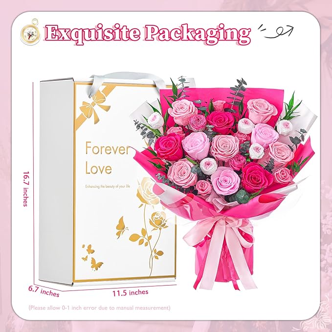 Flowers for Delivery Prime Forever Flowers Preserved Roses Bouquets Purple Flower Birthday Gifts for Women Valentine's Day Mothers Day Graduation