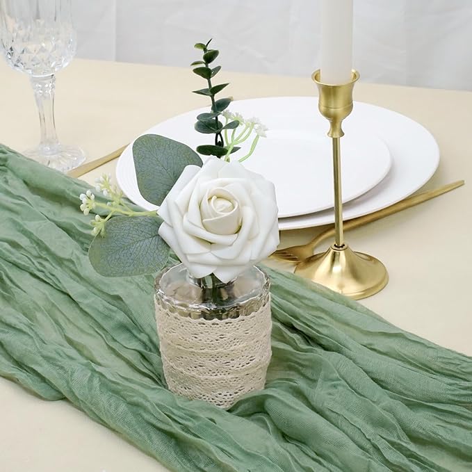 Artificial Flowers, 25pcs Artificial Rose for DIY Bouquets Arrangement, Sand White Rose Flowers Foam Fake with Stems for Wedding Shower Party Floral Arrangements Tables Home Decorations