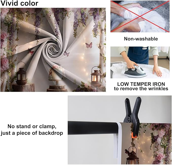 Baocicco Rustic Flower Wall Backdrops 10x6.5ft Farmhouse Wedding Background Photography Baby Shower Bridal Shower Backdrop Purple Floral Wooden Butterfly Backdrop Kids Adults Portraits Studio Props