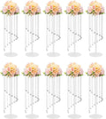10 Pcs 23.6 Inch Acrylic Crystal Flower Stands, Tall Wedding Centerpieces for Tables with Crystal Chains, Clear Modern Flower Vase Stands for Party Event Home Hotel Decor