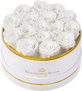Preserved Roses Forever Flowers Real Roses in a Box Mother's Day Birthday Flowers for Her Mom Women Wife Valentine's Day, 16 White Roses